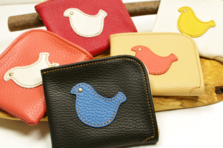 L字ファスナー・ミニ財布：小鳥
